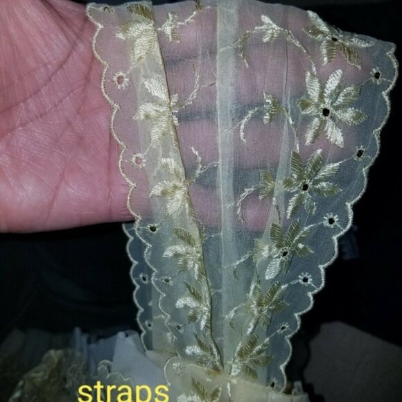 50's Vintage Prom Dress Yellow Tiered Tulle - Picture 4 of 8